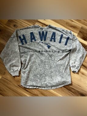 Spirit Jersey Gray Acid-Wash Hawaii Graphic Long Sleeve size L Mens